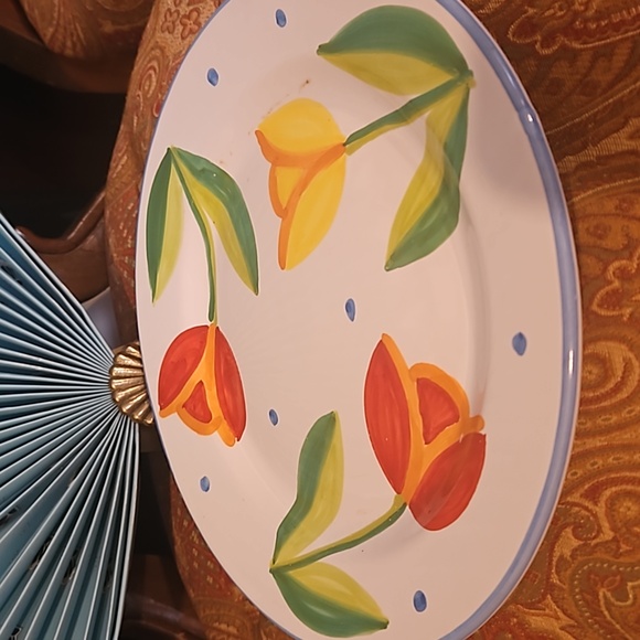 11" Italy L.V. vintage Tulip retired Plate Design Lillian Vernon. ... No Fan - Picture 6 of 12